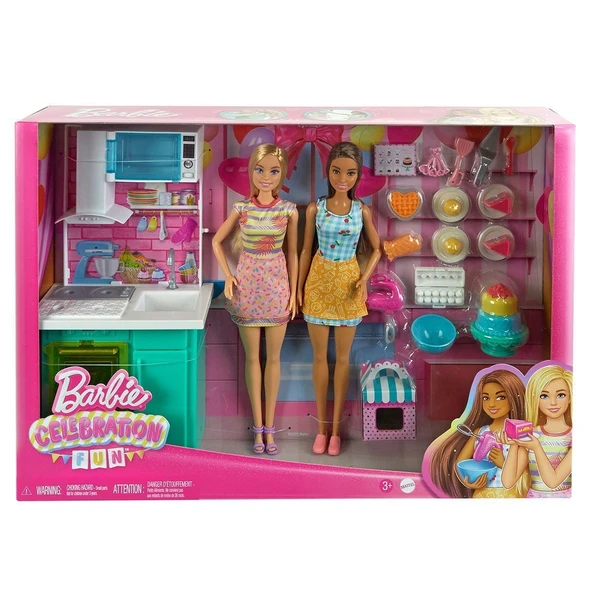HJY94 Barbie Brooklyn ve Malibu Pasta Yapıyor Oyun Seti ürün görseli 1