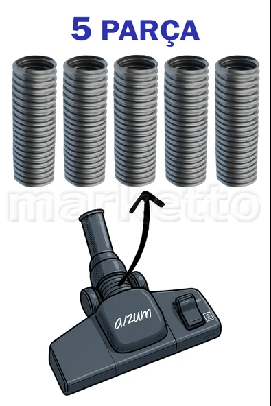 Arzum AR 4060 Süpürge Uyumlu 5 ADET Emici Başlık Ara Hortumu ürün görseli 1