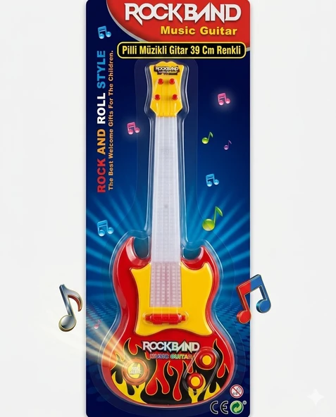 Pilli Müzikli Gitar 39 Cm Renkli - Resim 2