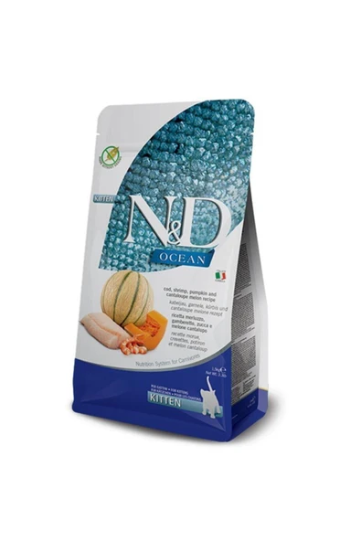 N&D OCEAN CAT COD, SHRİMP, PUMPKİN&CANTALOUPE MELON KİTTEN 5KG ürün görseli 1