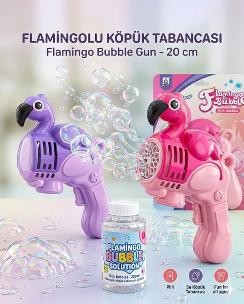 Flamingolu Köpük Tabancası Bubble Pilli Su Köpük Tabancası 20 Cm ürün görseli 1