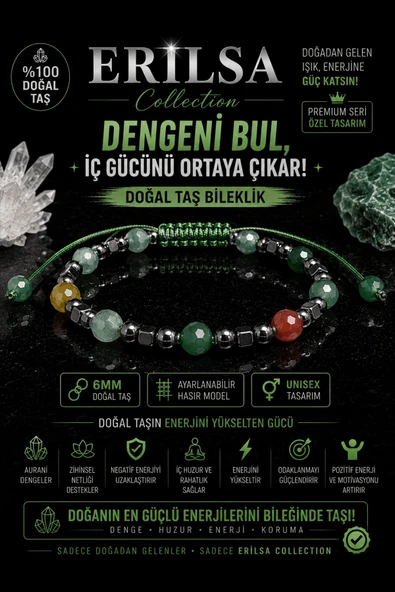Sertifikalı Doğal Taş Bileklik 6 MM Ayarlanabilir Unisex Premium Model - Denge Bilekliği ürün görseli 1
