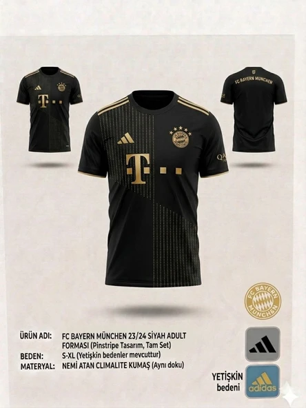 Bayern München Isimsiz Gold Siyah Kısa Kol Yetişkin Forması ürün görseli 1