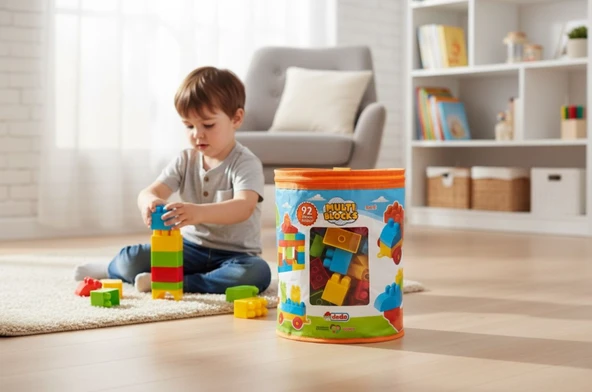 Dede Multi Blocks 92 Parça Eğitici Oyuncak - Renkli Blok Seti (18 Ay+) ürün görseli 1