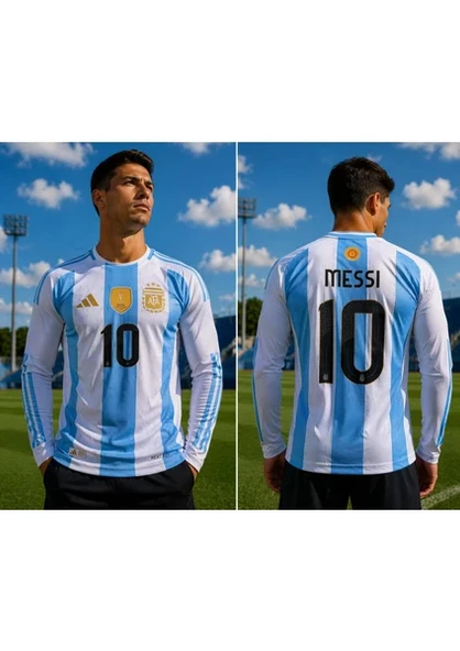 Arjantin Milli Takım Lionel Messi Uzun Kol Iç Saha Şampiyonlar Ligi 3 Yıldız Yetişkin Forması ürün görseli 1
