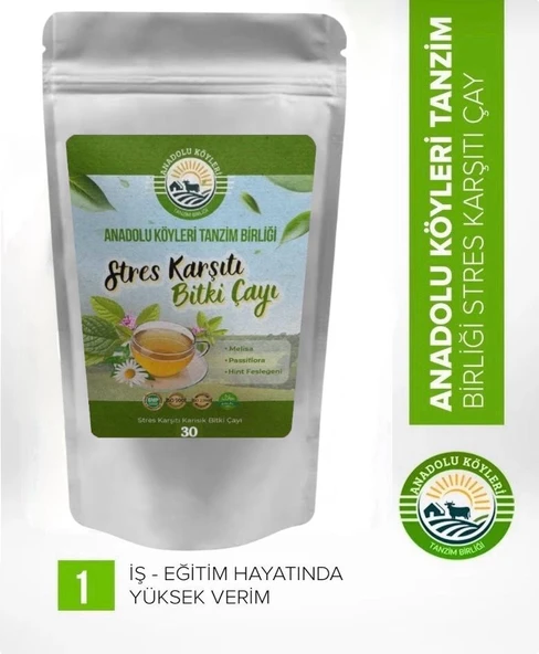 Anadolu Köyleri Tanzim Birliği Stres Karşıtı Melisa Passiflora ve Hint Fesleğeni Çayı 30 Adet ürün görseli 1