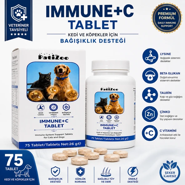 Patizoo Ekstra Immune +C Kedi Ve Köpek Için Bağışıklık Sistemini Destekleyen Tablet ürün görseli 1