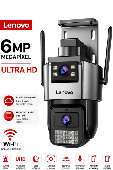 Lenovo X9T Wifi Güvenlik Kamerası Dual Lensli 360° PTZ  Gece Görüşlü Dış Mekan Akıllı Kamera ürün görseli 1