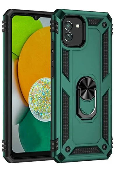 Newface Samsung Galaxy A03 Kılıf Sofya Yüzüklü Silikon Kapak - Yeşil ürün görseli 1