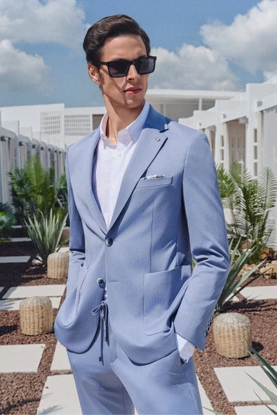 Mavi Mono Yaka 6 Drop Slim Fit Esnek Beli Lastikli Takım Elbise 1001260165 ürün görseli 1
