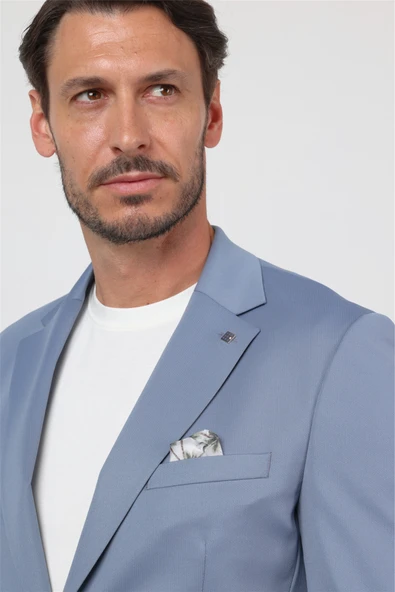 PTTAVM: Mavi Mono Yaka 6 Drop Slim Fit Esnek Beli Lastikli Takım