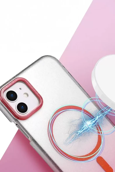 Newface Apple iPhone 12 Glossy Magsafe Kapak - Siyah - Resim 2