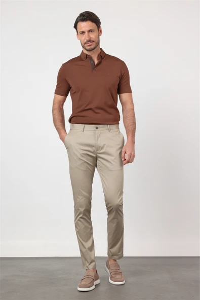 Bej Yan Cep Slim Fit Pamuklu Chino Pantolon 1003260168 ürün görseli 1