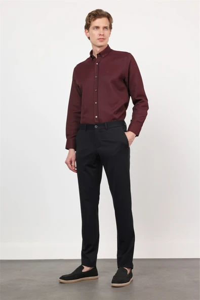 Siyah Yan Cep Kendinden Desenli Örme Jogger Slim Fit Esnek Pantolon 1003260174 ürün görseli 1