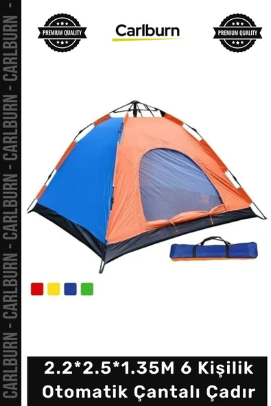 #Çadır Kamp Outdoor Doğa Su Geçirmez Dayanıklı Konforlu 2.2*2.5*1.35M 6 Kişilik Otomatik Çantalı Çadır ürün görseli 1