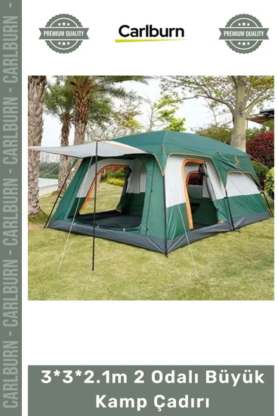 #Çadır Su Geçirmez Geniş Lüks Aile Dayanıklı Outdoor Çift Katman 3*3*2.1m 2 Odalı Büyük Kamp Çadırı ürün görseli 1