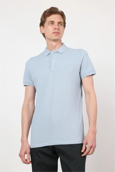 Yeşil Polo Yaka Kısa Kol Cepsiz Slim Fit Pamuklu Tişört 1011260154 ürün görseli 1