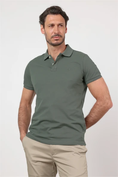 Polo Yaka Kısa Kol Cepsiz Slim Fit Pamuklu Tişört 1011260154 ürün görseli 1