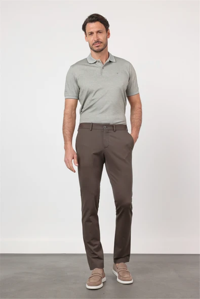 Haki Yan Cep Kendinden Desenli Örme Jogger Slim Fit Esnek Pantolon 1003260174 ürün görseli 1