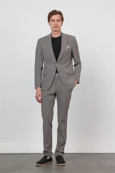 Vizon Mono Yaka 6 Drop Slim Fit Yarım Astar Esnek Takım Elbise 1001260162 ürün görseli 1