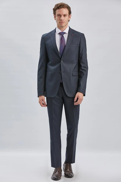 Lacivert Mono Yaka 8 Drop Slim Fit Tam Astar Esnek Takım Elbise 1001255006 ürün görseli 1
