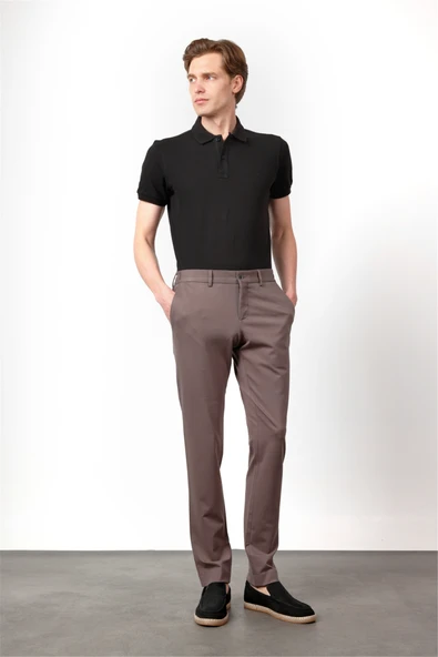 Kahverengi Yan Cep Kendinden Desenli Örme Jogger Slim Fit Esnek Pantolon 1003260174 ürün görseli 1
