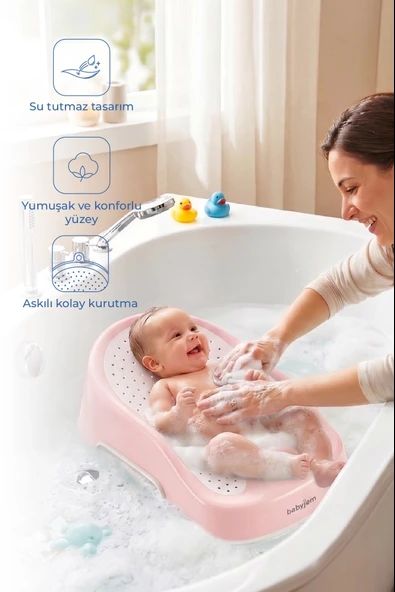 Babyjem Soft Banyo Desteği Bebek Yıkama Yardımcısı Soft Pembe ürün görseli 1