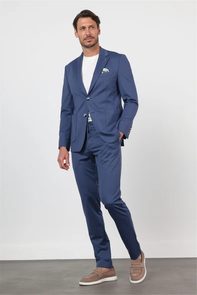 Lacivert Mono Yaka 6 Drop Slim Fit Astarsız Esnek Takım Elbise 1001260165 ürün görseli 1