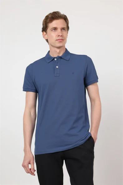 Polo Yaka Kısa Kol Cepsiz Slim Fit Pamuklu Tişört 1011260154 ürün görseli 1