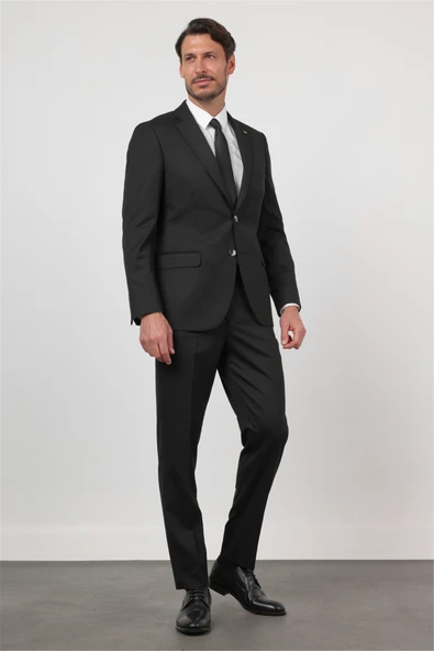 Siyah Mono Yaka 6 Drop Comfort Fit Tam Astar Esnek Takım Elbise 1001260167 ürün görseli 1