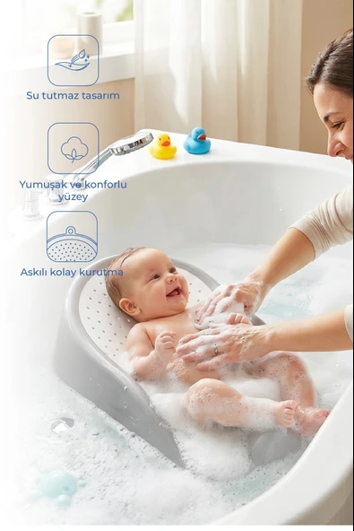 Babyjem Soft Banyo Desteği Bebek Yıkama Yardmcısı Soft Gri ürün görseli 1