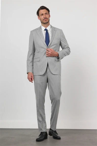 Gri Mono Yaka 6 Drop Comfort Fit Tam Astar Esnek Takım Elbise 1001260167 ürün görseli 1