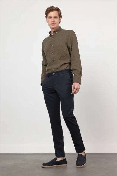 Lacivert Yan Cep Örme Slim Fit Esnek Jogger Pantolon 1003260173 ürün görseli 1