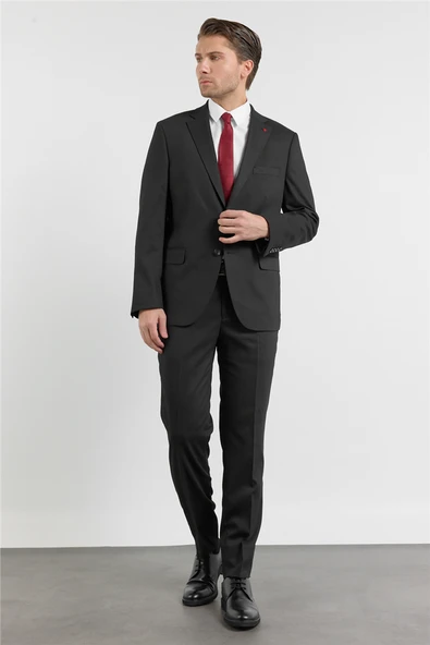 Siyah Mono Yaka 6 Drop Comfort Fit Tam Astar Esnek Takım Elbise 1001260161 ürün görseli 1