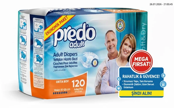 Predo Yetişkin Hasta Bezi Belbantlı M (Medium) 120 Adet Konforlu Koruma ürün görseli 1