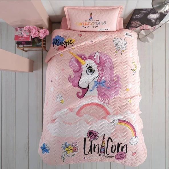 Clasy Ranforce Yatak Örtüsü Tek Kişilik Pink Dreams V1 Pudra ürün görseli 1
