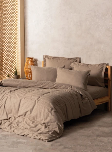 Cotton Box Plaıd Ranforce Çift Kişilik Nevresim Takımı VİZON ürün görseli 1