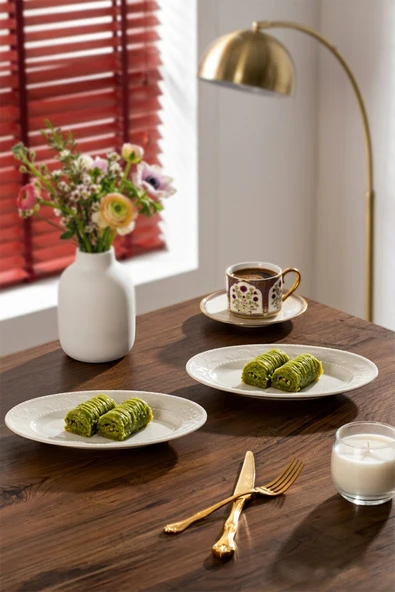 Porsima 4460 Burçak Porselen Kayık Tabak Seti - Oval Kahvaltılık Sunumluk Seti 20cm ürün görseli 1
