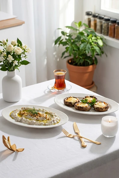 Porsima 4456 Burçak Porselen Kayık Tabak Seti - Oval Kahvaltılık Sunumluk Seti 30cm ürün görseli 1