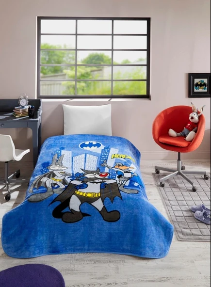 Özdilek Lisanslı Tek Kişilik Çocuk Battaniye (155x215)-Looney Tunes Batman Heroes ürün görseli 1