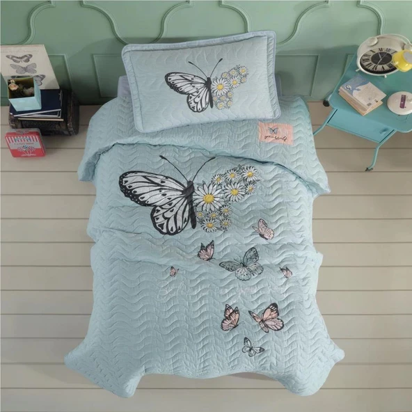Clasy Ranforce Yatak Örtüsü Tek Kişilik Daisy Love V1 Mint ürün görseli 1