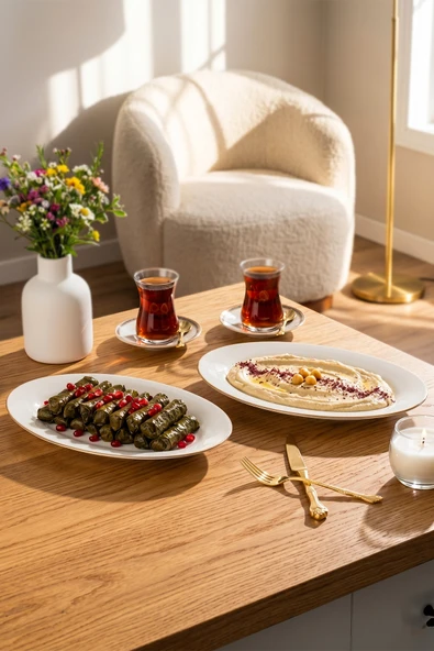 Porsima 4440 Gardenya Porselen Altın Fileli Kayık Tabak Seti - Oval Kahvaltılık Sunumluk Seti 30cm ürün görseli 1