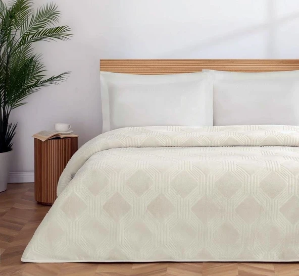 Özdilek Trendy Embos Tek Kişilik Battaniye(155x220)-Art Deco Kemik ürün görseli 1
