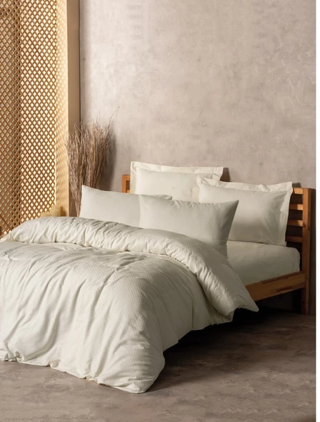 Cotton Box Plaıd Ranforce Çift Kişilik Nevresim Takımı KREM ürün görseli 1