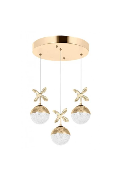 ILGAZ AYDINLATMA 3'LÜ ŞEKER TOPLU ROSE GOLD 3 RENK LEDLİ SARKIT AVİZE ürün görseli 1