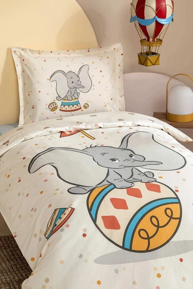 Özdilek Ranforce Lisanslı Bebek Beşik Nevresim Takımı-Dumbo Circus Bej ürün görseli 1