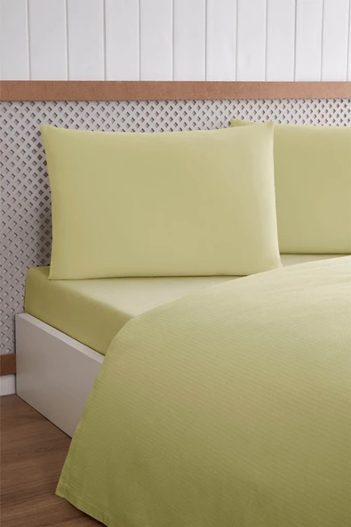 Özdilek -Colourist Bej- Bamboo Lastikli Çarşaflı Tek Kişilik Pike Takımı ürün görseli 1