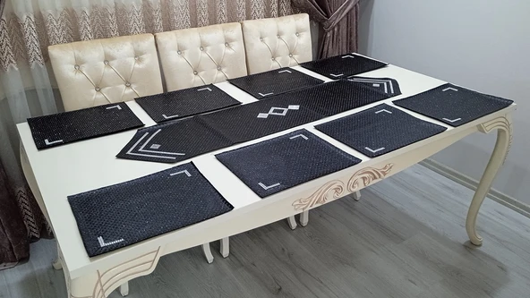 mandaş  yemekteyiz yemek seti boncuk işlemeli  9 parça M03 ürün görseli 1