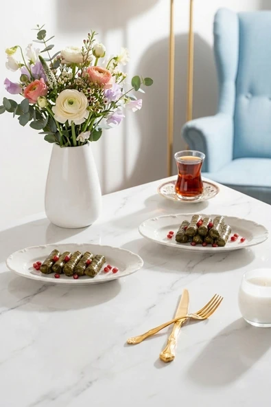 Porsima 4463 Liana Porselen Kayık Tabak Seti - Oval Kahvaltılık Sunumluk Seti 20cm ürün görseli 1