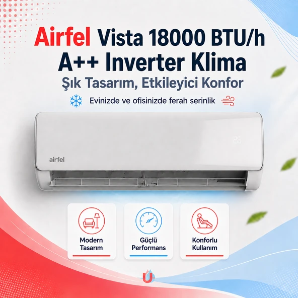 AİRFEL VİSTA SERİSİ 2026 SPLİT LTXP50A 18.000 BTU/H A++ İNVERTER KLİMA R32 ürün görseli 1
